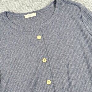 Stage Sweater Womens Medium Blue Button Front Bell Sleeve Tie Front Made USA Top